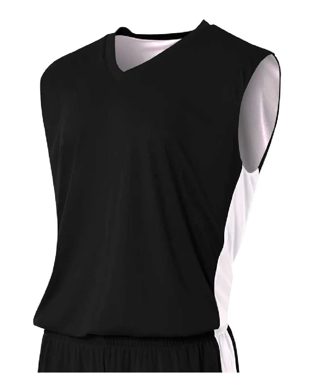 A4 N2320 Reversible Moisture Management Muscle - Black White