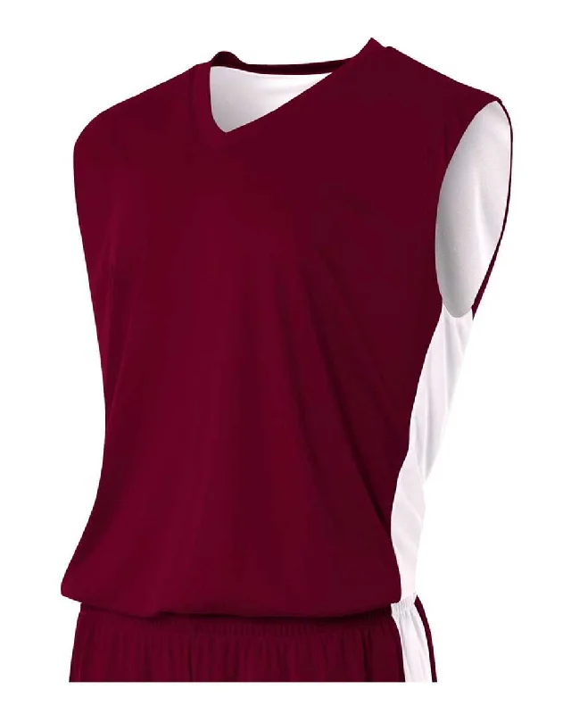 A4 N2320 Reversible Moisture Management Muscle - Maroon White