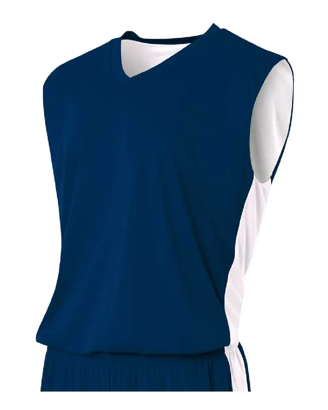 A4 N2320 Reversible Moisture Management Muscle - Navy White