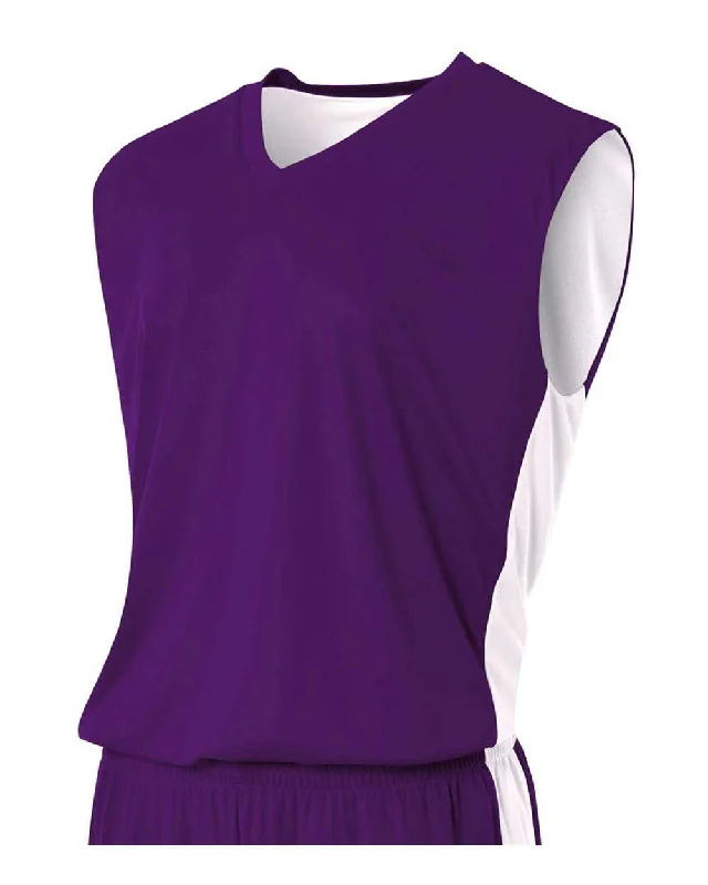 A4 N2320 Reversible Moisture Management Muscle - Purple White