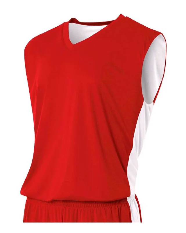 A4 N2320 Reversible Moisture Management Muscle - Scarlet White