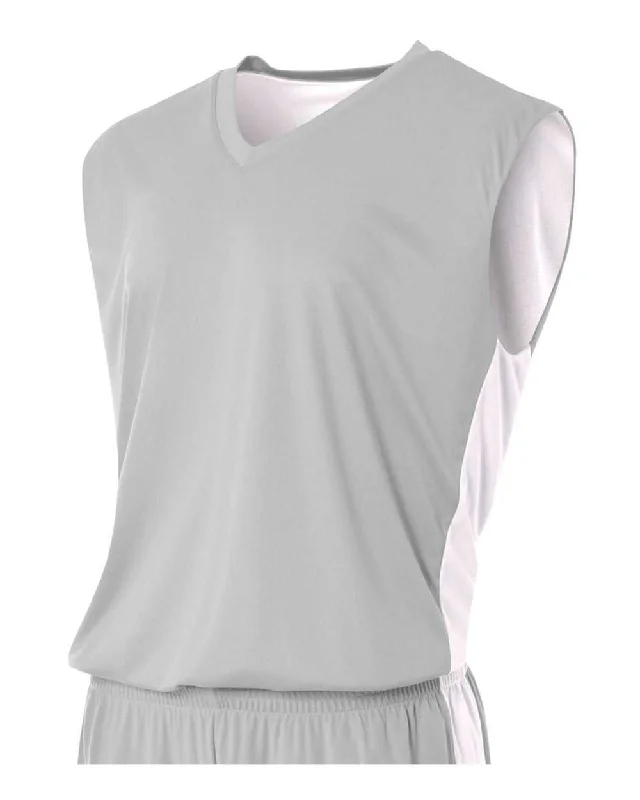 A4 N2320 Reversible Moisture Management Muscle - Silver White