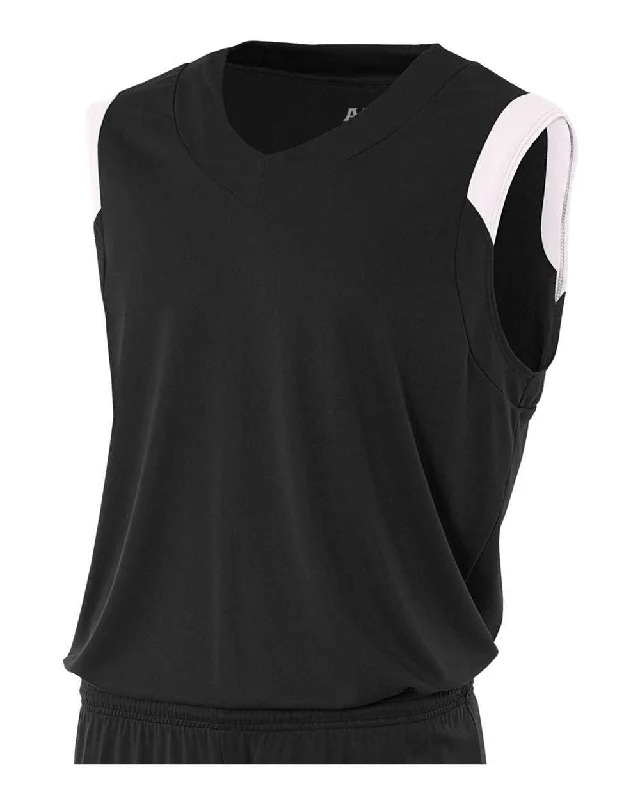 A4 N2340 Moisture Management V-neck Muscle - Black White