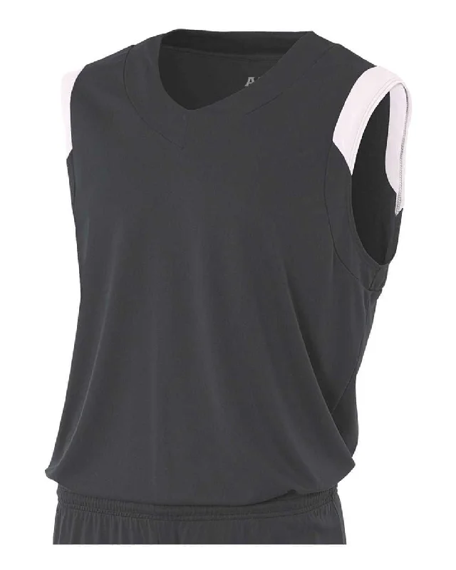 A4 N2340 Moisture Management V-neck Muscle - Graphite White