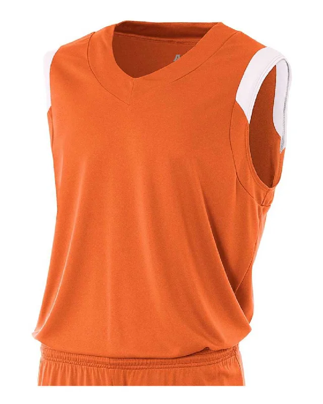 A4 N2340 Moisture Management V-neck Muscle - Orange White