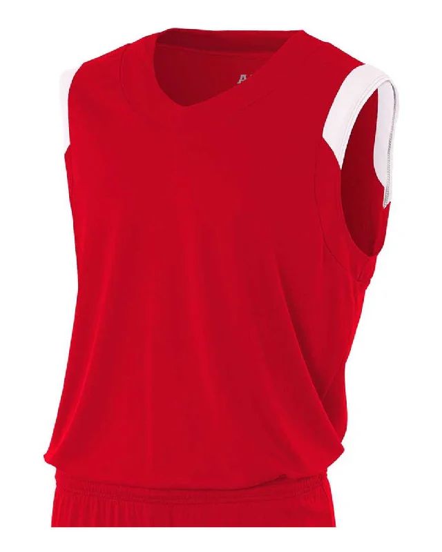 A4 N2340 Moisture Management V-neck Muscle - Scarlet White