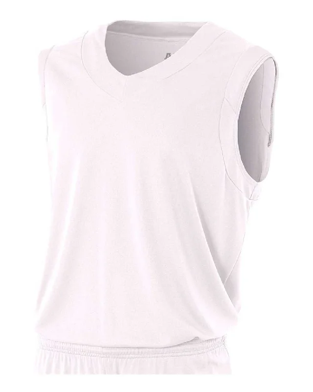 A4 N2340 Moisture Management V-neck Muscle - White