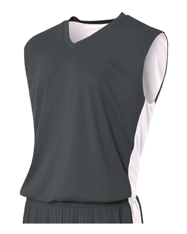 A4 NB2320 Youth Reversible Moisture Management Muscle - Graphite White