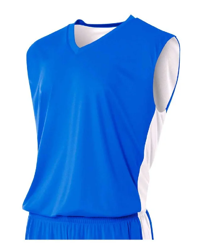 A4 NB2320 Youth Reversible Moisture Management Muscle - Royal White