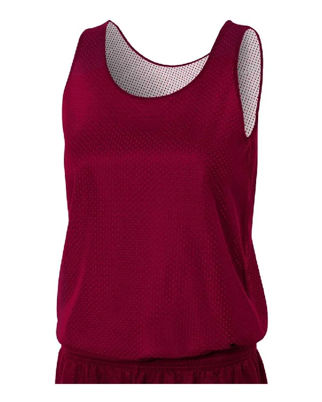 A4 NW1000 Women's Reversible Mesh Tank - Maroon White