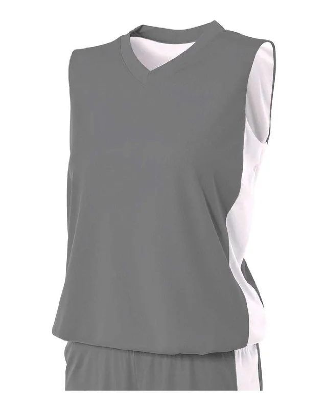 A4 NW2320 Women's Reversible Moisture Management Muscle - Graphite White