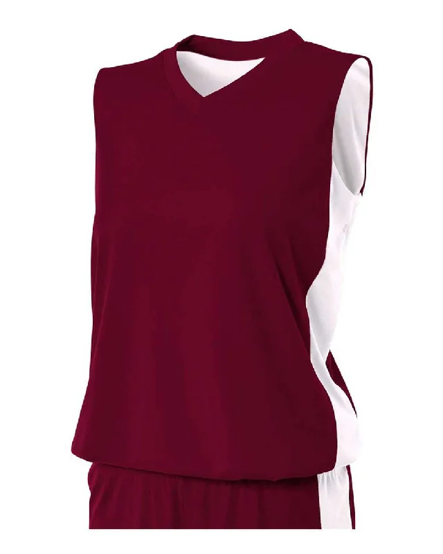 A4 NW2320 Women's Reversible Moisture Management Muscle - Maroon White