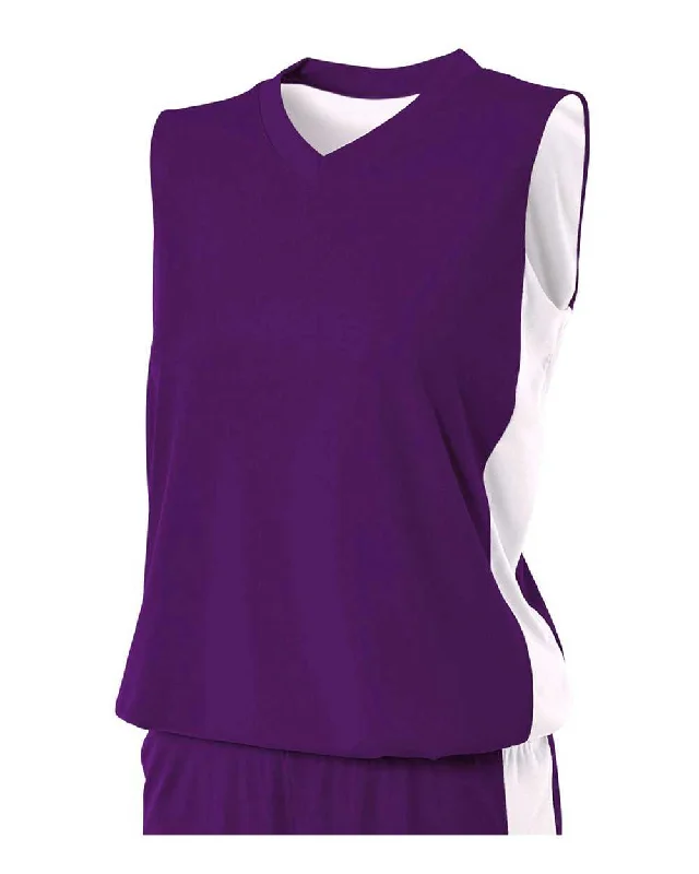 A4 NW2320 Women's Reversible Moisture Management Muscle - Purple White