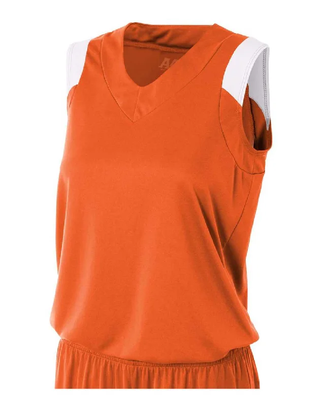 A4 NW2340 Women's Moisture Management V-Neck Muscle - Orange White