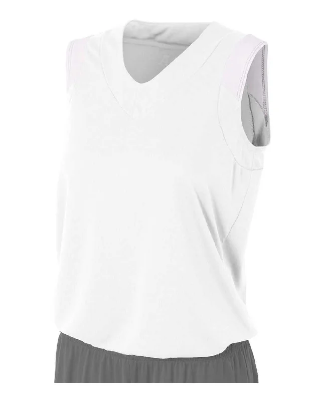 A4 NW2340 Women's Moisture Management V-Neck Muscle - White