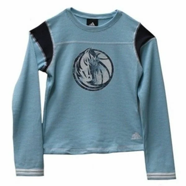 adidas Dallas Mavericks Youth Sugar Waffle Knit Long Sleeve Light Blue M 10/12