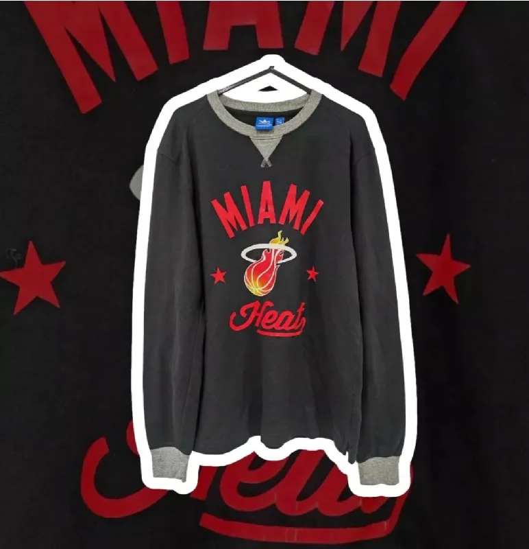 Adidas Originals Miami Heat NBA Lightweight Long Sleeve Top, Black, Size Small