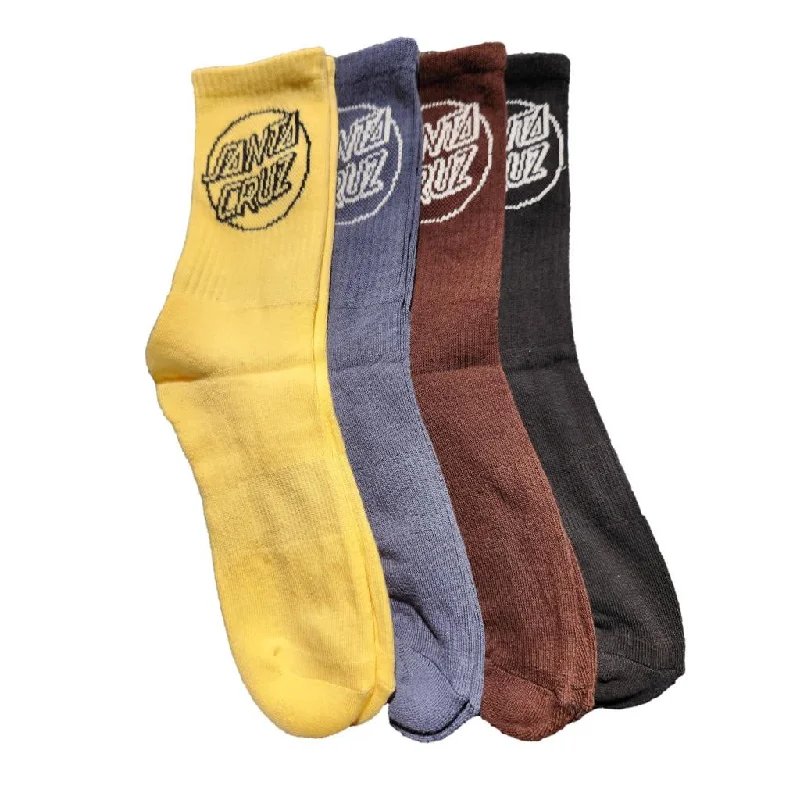 Santa Cruz Opus Dot Crew Socks 4 Pack Slate / Brown / Black