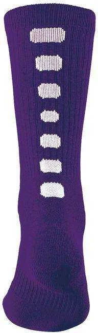 Augusta 6091 Color Block Crew Sock - Purple White