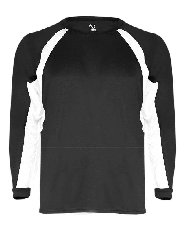 Badger Sport 4154 Hook Long Sleeve Tee - Black White