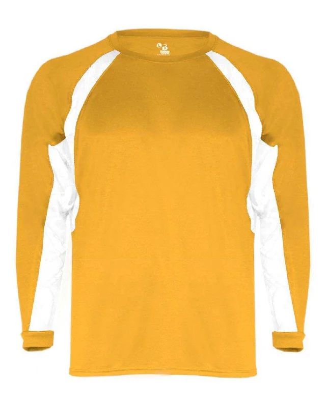 Badger Sport 4154 Hook Long Sleeve Tee - Gold White