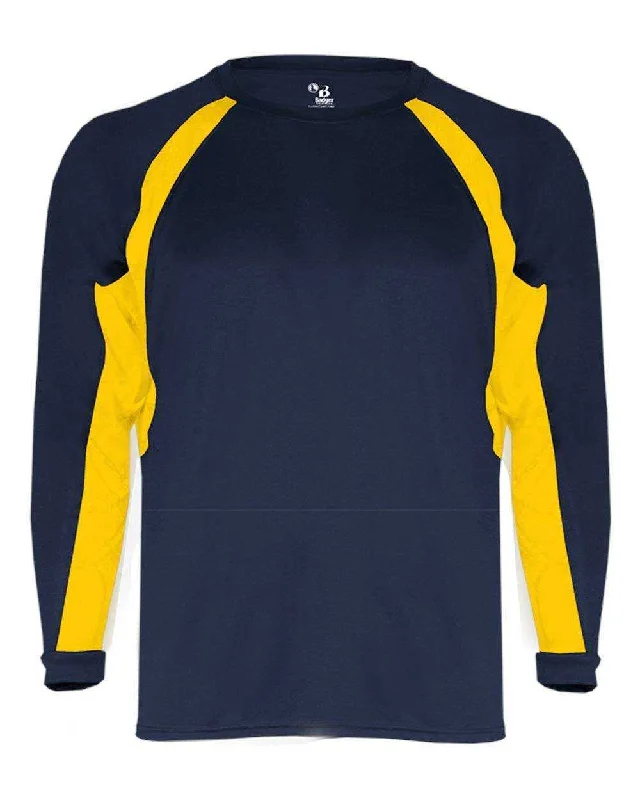 Badger Sport 4154 Hook Long Sleeve Tee - Navy Gold