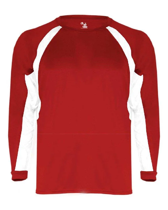 Badger Sport 4154 Hook Long Sleeve Tee - Red White