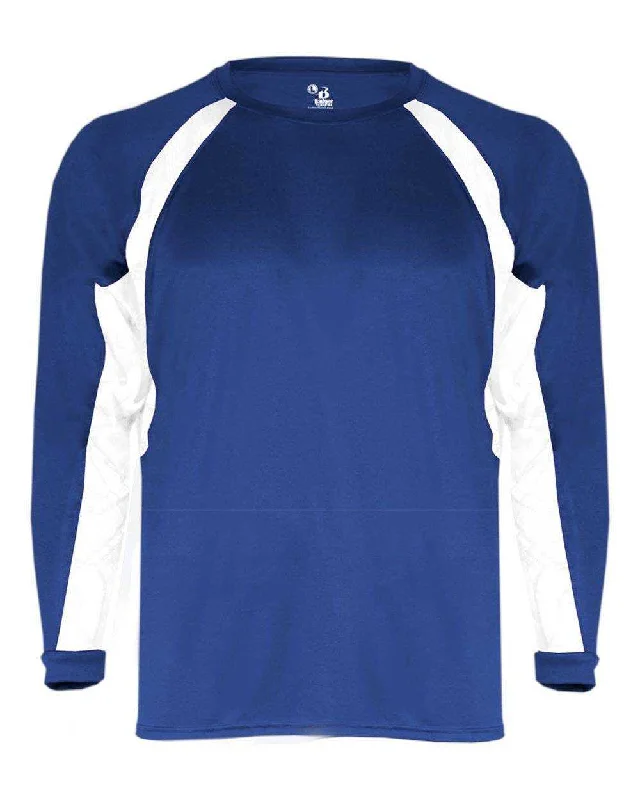 Badger Sport 4154 Hook Long Sleeve Tee - Royal White