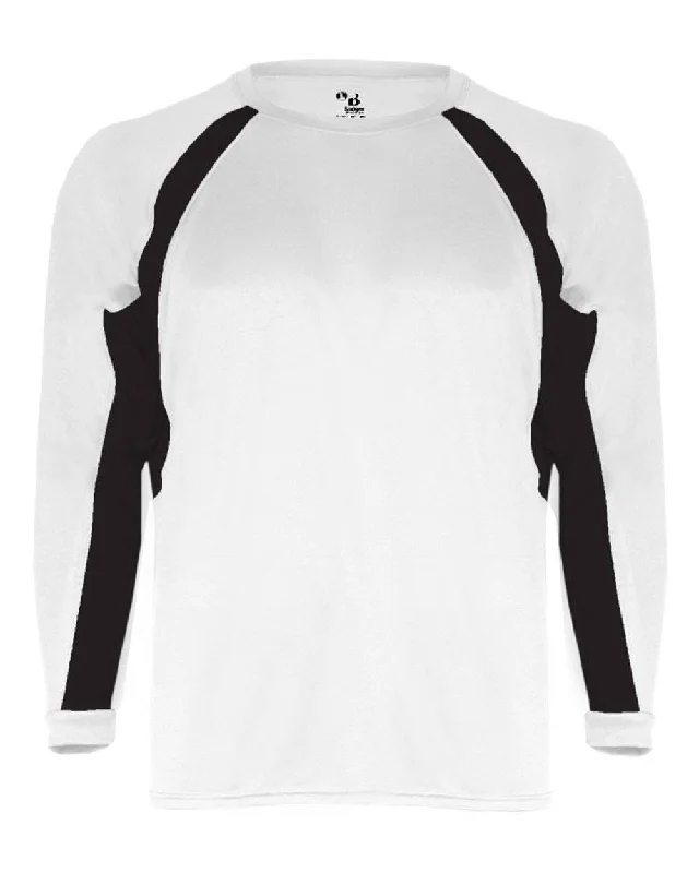 Badger Sport 4154 Hook Long Sleeve Tee - White Black