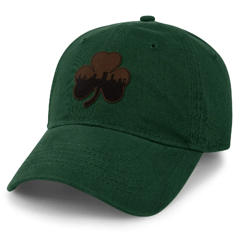 Boston Shamrock Skyline Leather Patch Dad Hat