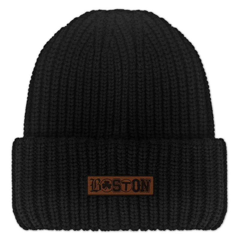 Boston Townie Pride Leather Patch Chunky Knit