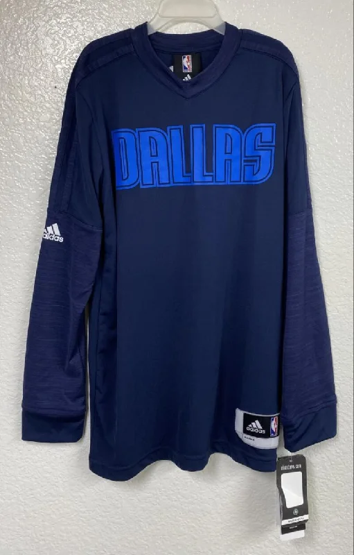 Dallas Mavericks Adidas Long Sleeve Climalite Dark Blue Kids Shirt L 14/16