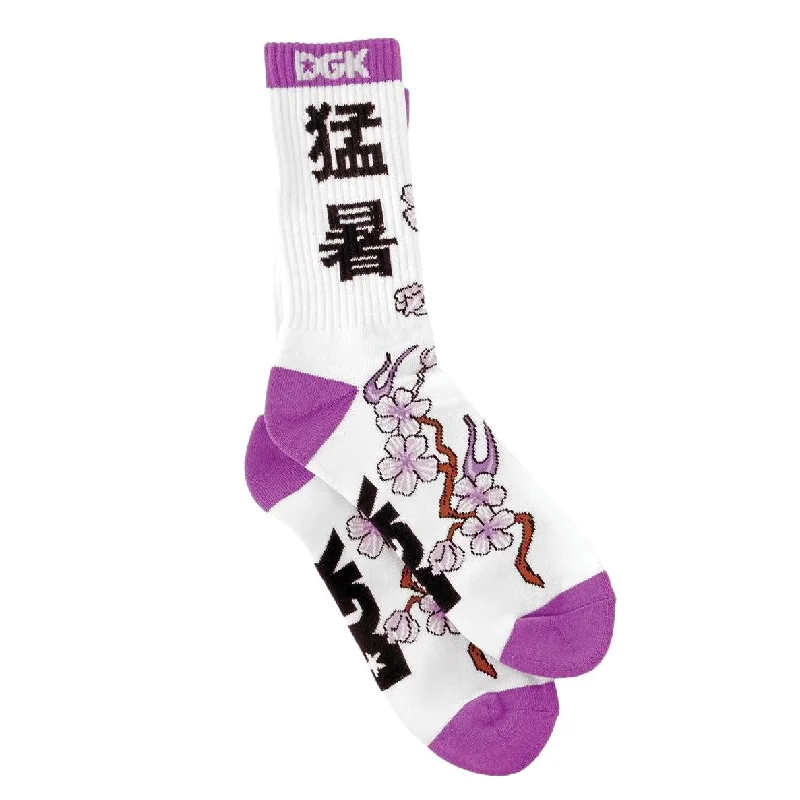 DGK Fire Blossom Crew Sock White / Fuschia