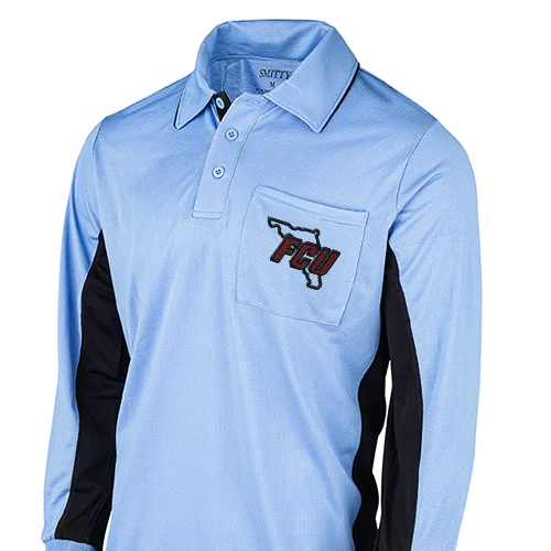 FCU Logo Sky Blue Pro Flex Long Sleeve Umpire Shirts