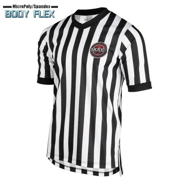 IAABO Logo Men's Body Flex Referee Shirt w/ Flag on Back