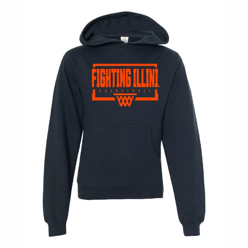 Illinois Basketball Youth Navy Backboard Hoodie