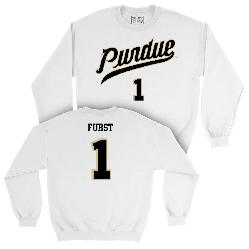 Men's Basketball White Shirsey Crew - Caleb Furst | #1