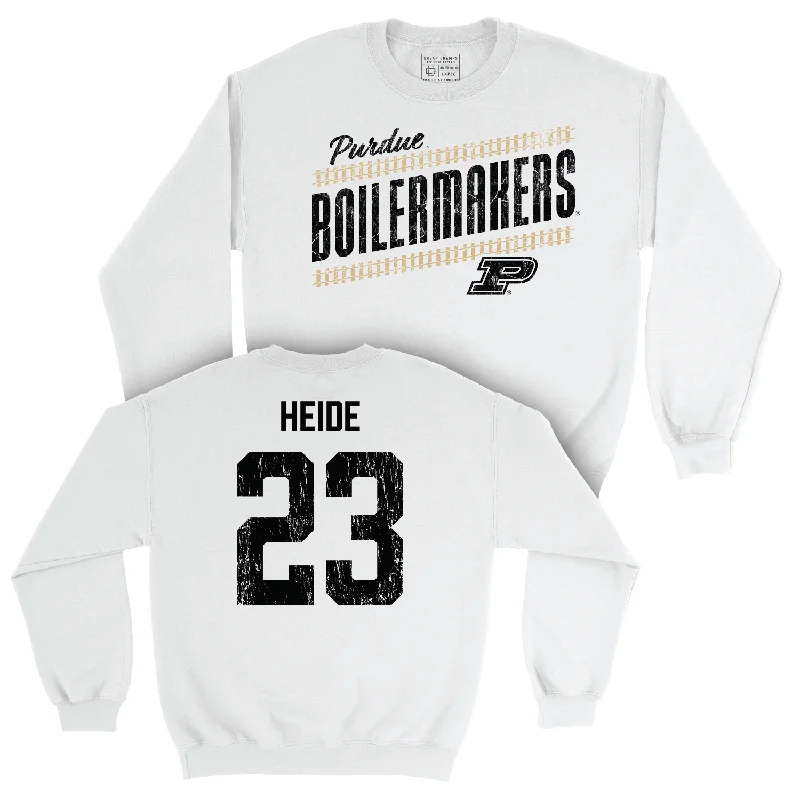 Men's Basketball White Slant Crew - Camden Heide | #23