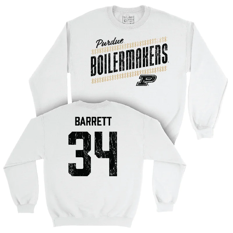 Men's Basketball White Slant Crew - Carson Barrett | #34