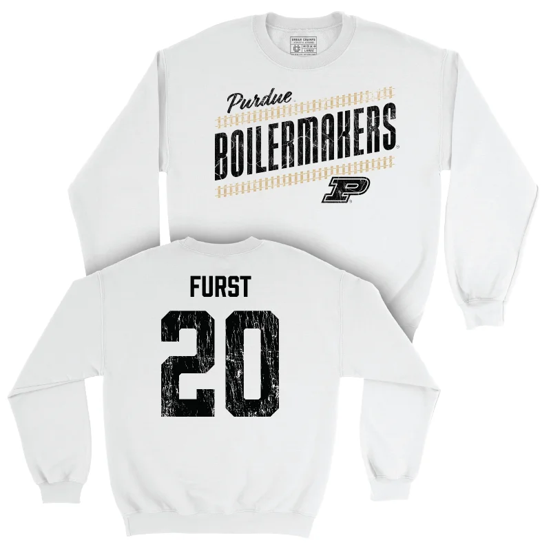 Men's Basketball White Slant Crew - Joshua Furst | #20