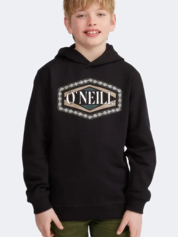 Oneill Front Print Boys Lifestyle Hoody Black Out/Brown