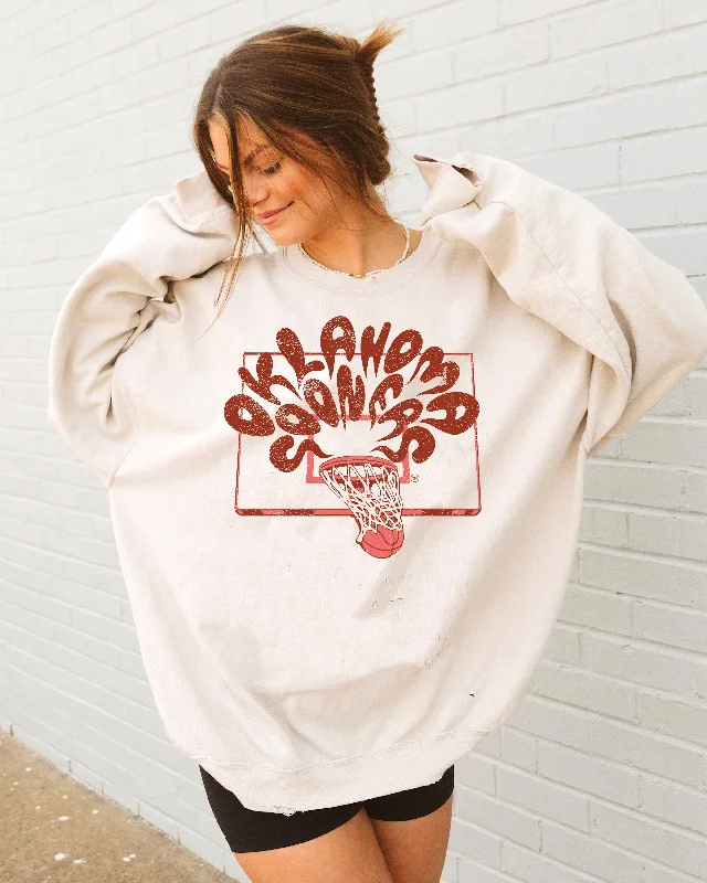 OU Sooners Basketball Burst Sand Thrifted Sweatshirt