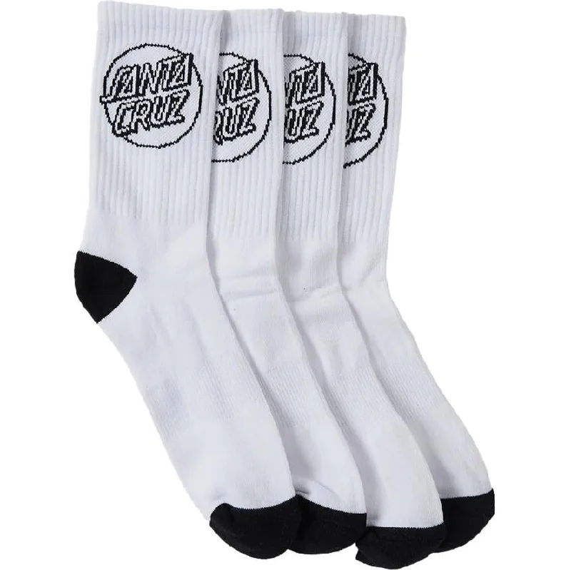 Santa Cruz Opus Dot Crew Socks 4 Pack White