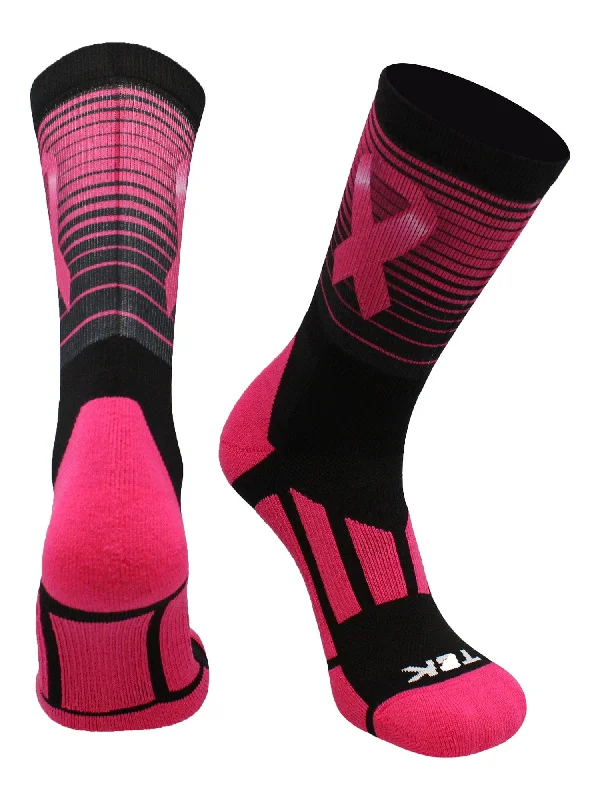 Breast Cancer Awareness Striped Crew Socks