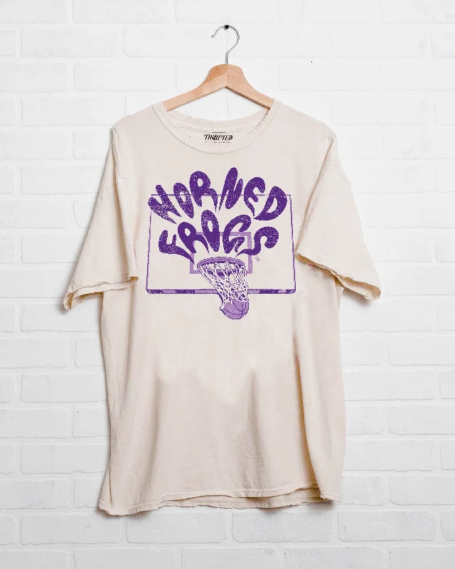 TCU Horned Frogs Basketball Burst Off White Thrifted Tee