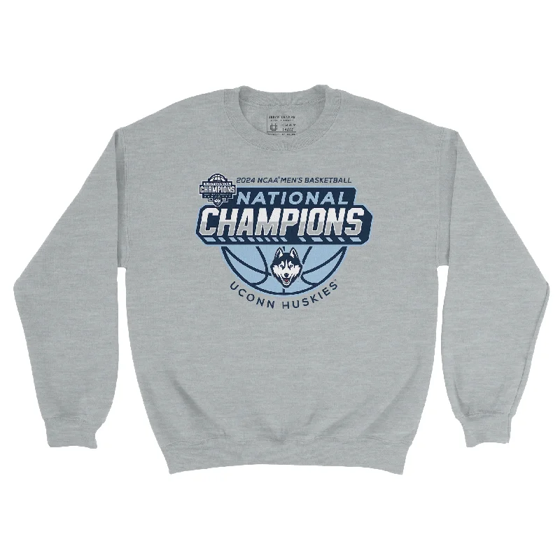 UCONN MBB 2024 National Champions Basketball Sport Grey Crew