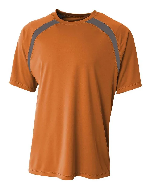 A4 N3001 Spartan Short Sleeve Color Block Crew - Orange Graphite