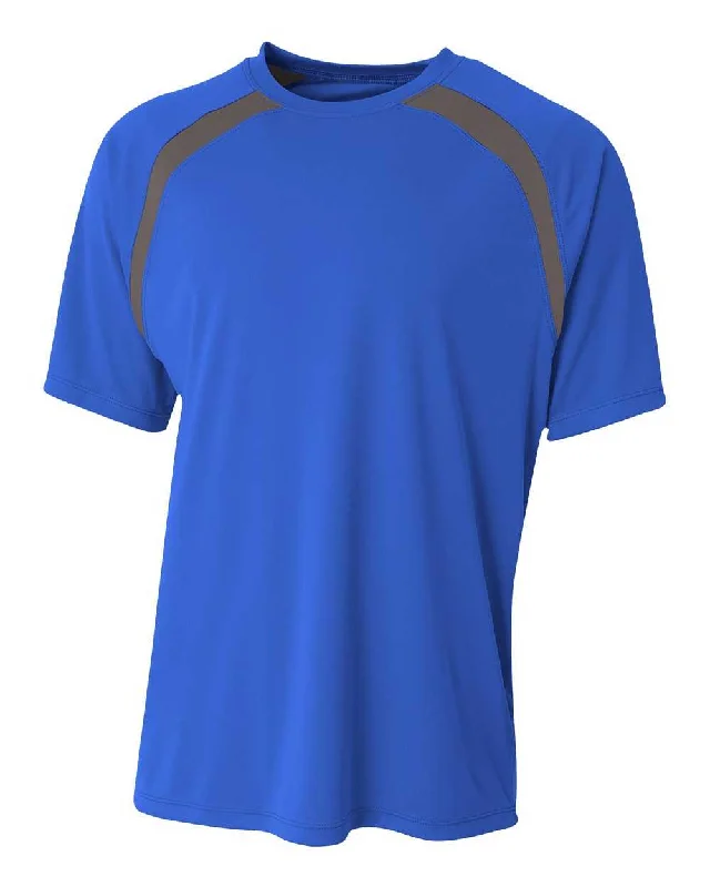 A4 N3001 Spartan Short Sleeve Color Block Crew - Royal Graphite