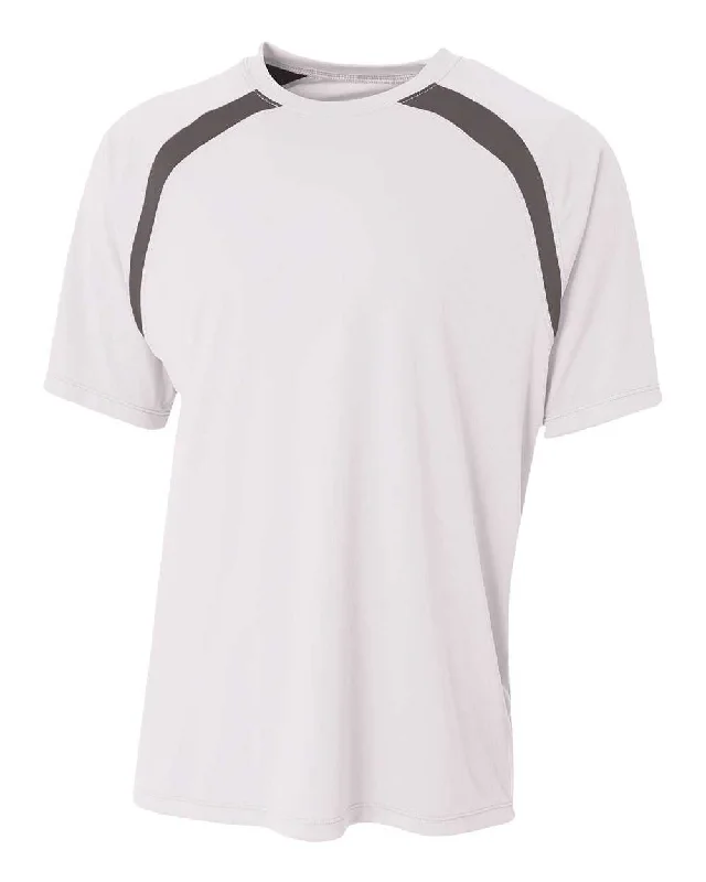 A4 N3001 Spartan Short Sleeve Color Block Crew - White Graphite