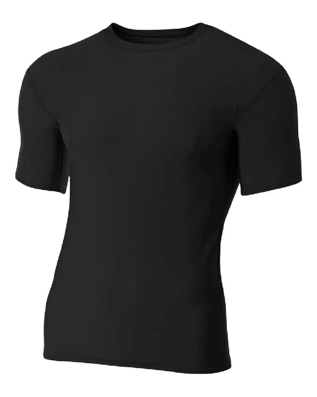 A4 N3130 Short Sleeve Compression Crew - Black